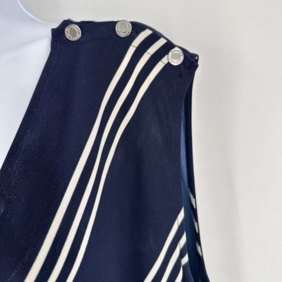 NWOT Lauren Ralph Lauren Women’s Faux Wrap Jumpsuit Rope Belt Navy Stripe Large - Picture 6 of 14